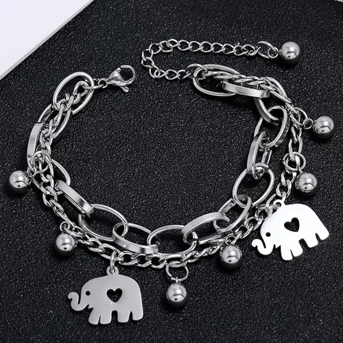 Miniatura 4 de Pulsera de acero inoxidable con colgante de mariposaelefanteconejos