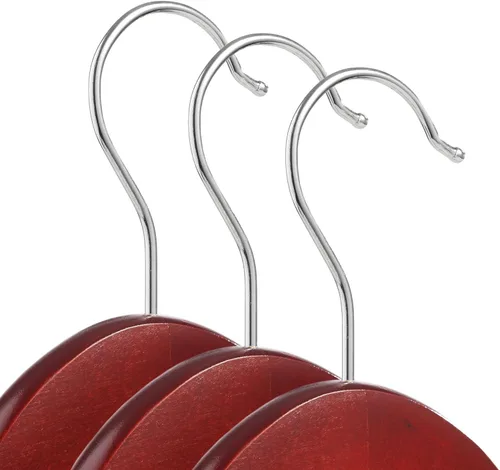 Miniatura 2 de Casafield - 10 perchas de madera de cerezo para trajes, madera de loto de primera calidad con muescas y gancho giratorio cromado para ropa, abrigos
