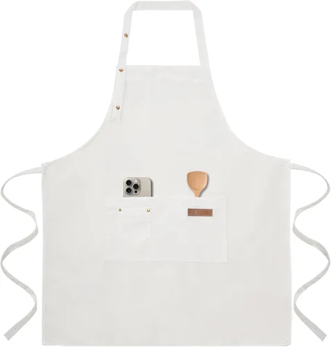 Miniatura 12 de Tosewever Delantales de Arte para Mujeres Pintura Cerámica Horneado, Delantal de Cocina con Correas de Hebilla para Hombres con Bolsillos para Chef