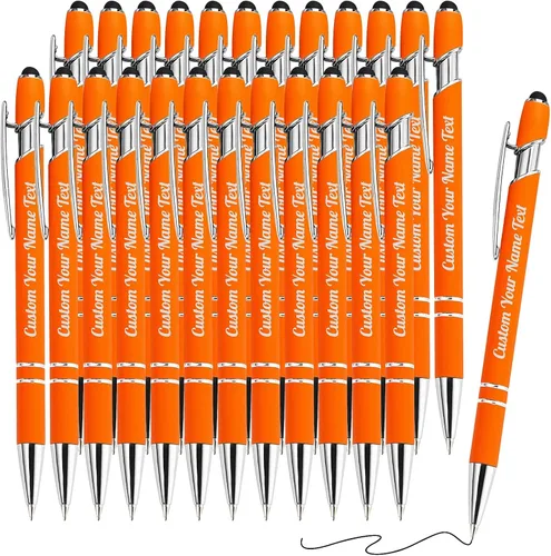 Miniatura 39 de 12 bolígrafos personalizados a granel con grabado sin nombre, bolígrafos personalizados con lápiz capacitivo, logotipo de mensaje de texto grabado