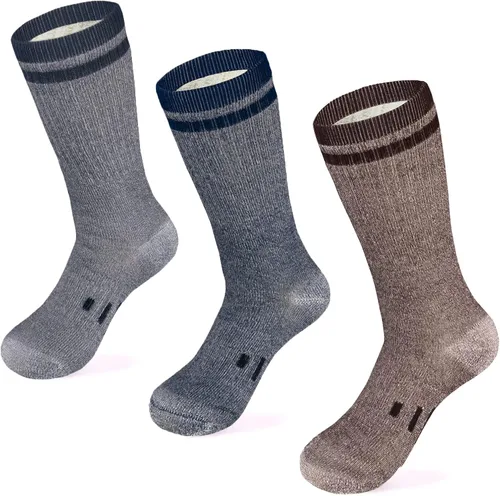 MERIWOOL Calcetines de senderismo de lana merino para hombres y mujeres 3 pares de peso medio acolchados cálidos y transpirables