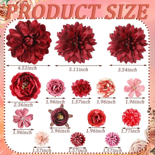 Miniatura 3 de BBTO Flower Hair Clip Rose Hair Clips Barrettes for Women Flower Accessories Boho Bride Claw Clip Hairpin Brooch Pin Headpiece for Wedding(Beige