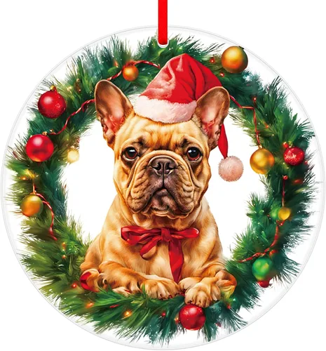 Miniatura 8 de FLYAB Adornos de la primera Navidad de Perros 2025-3.5 x 3.3 pulgadas, marco de fotos de perro acrílico, adorno personalizado para cachorro, adorno