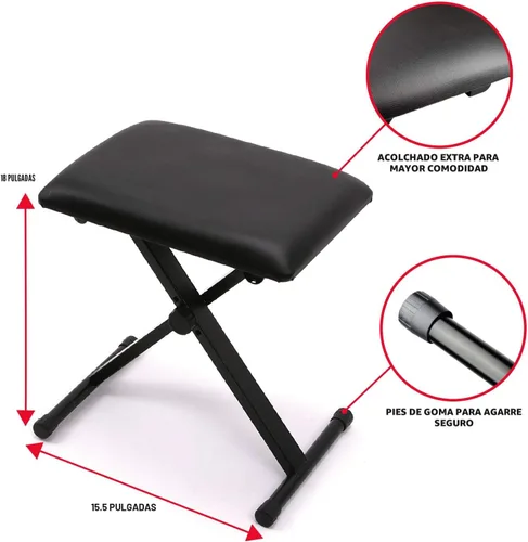 Miniatura 4 de Teclado electrónico RockJam de 61 teclas superkit con soporte, taburete, auriculares y fuente de alimentación