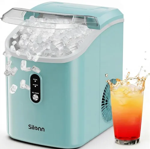Miniatura 17 de Máquina de hielo Nugget para encimera, Silonn máquina de hielo de pellets masticables con función de autolimpieza, 33 libras/24H máquinas de hielo