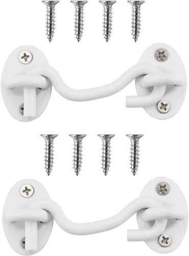 Miniatura 9 de Pestillo de gancho y ojo para puerta, paquete de 2 cerraduras de puerta de granero negro de 3 pulgadas, cerraduras de puerta de acero inoxidable