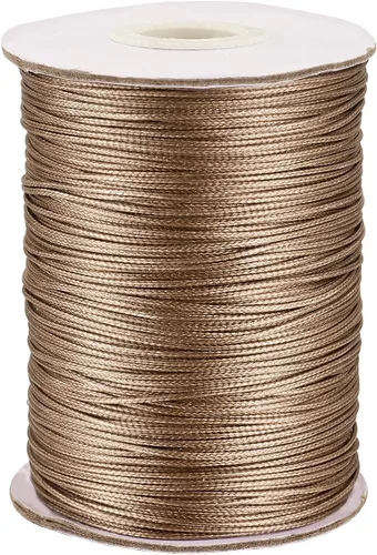 Miniatura 86 de Cheriswelry 90 yardas/rollo de 0.079 pulgadas, cordón encerado negro de poliéster coreano, joyería de cuentas, hilos para manualidades, cuerda