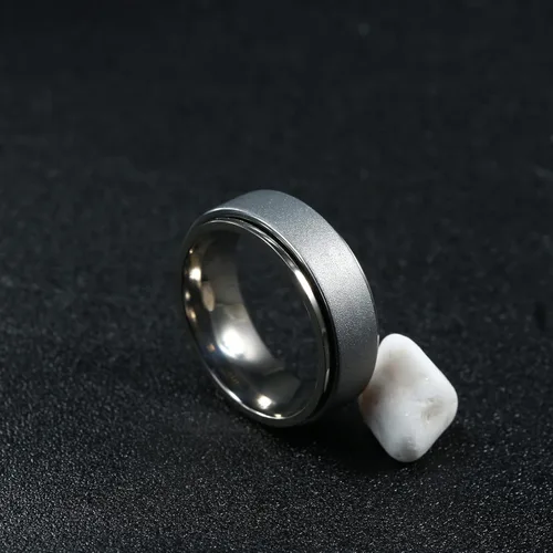 Miniatura 6 de Anillo giratorio de titanio de tungsteno de 0.2360.315 pulgadas para hombre, tamaño medio, sin níquel, anillo de ansiedad para hombres y mujeres
