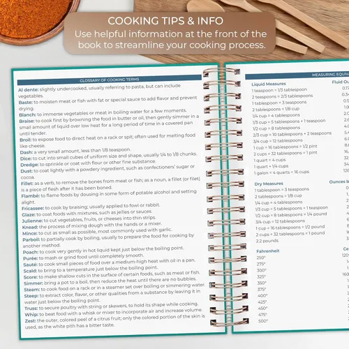 Miniatura 6 de Clever Fox Libro de recetas en espiral - Libro de cocina familiar en blanco - Diario de cocina vacío - Organizador de cuaderno para escribir recetas