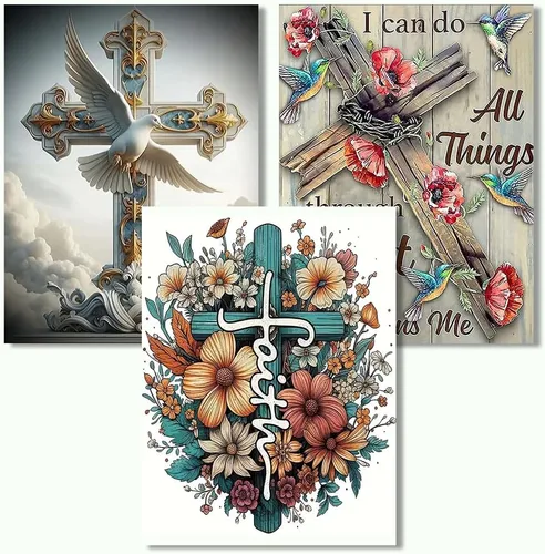 Miniatura 13 de Axquilon Kits de arte de diamantes para adultos, paquete de 3 kits de pintura de diamantes de vaca de las tierras altas para adultos, 5D redondo