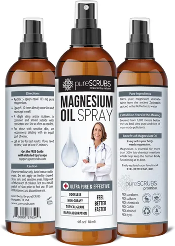 Miniatura 2 de Spray tópico puro de aceite de magnesio de acción rápida para pies, piel, cuerpo, absorción ultra rápida para una mejor salud, salmuera pura