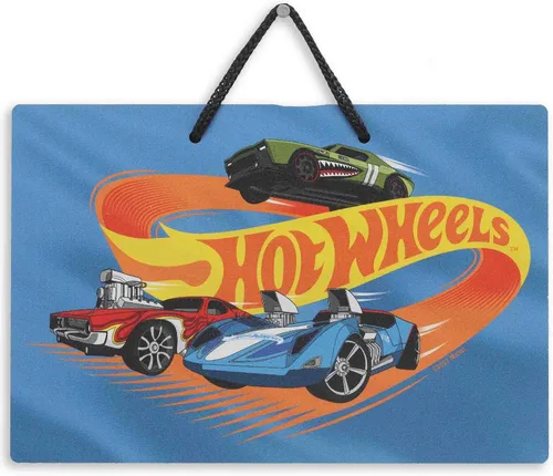 Mattel Hot Wheels - Cartel de metal colgante para pista de carreras de acción, divertida decoración de pared de Hot Wheels para dormitorio de niños