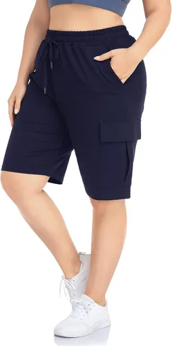 ZERDOCEAN Pantalones cortos tipo cargo para mujer, talla grande, para entrenamiento, caminar, atléticos, con bolsillos