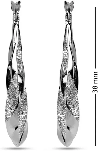 Miniatura 4 de LeCalla Aretes de aro clásicos de plata de ley 925 con corte de diamante ligero para mujer, Plata de ley