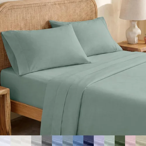 Miniatura 21 de California Design Den Sábanas King con Rayas, 100% Algodón Orgánico Percal, Juego de Sábanas de Bolsillo Profundo King y Fundas de Almohada - Raya
