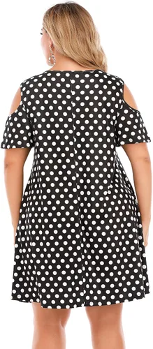 Miniatura 17 de Hbeyyto - Vestido informal de manga corta con hombros descubiertos para mujer, holgado y con bolsillos, talla grande