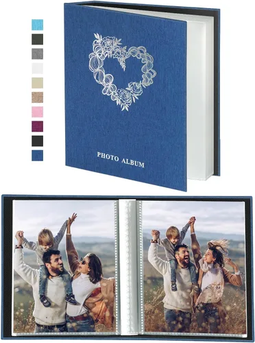 Artmag Álbum de fotos pequeño de 4 x 6 pulgadas, 52 fotos, 2 paquetes, cubierta de lino, cada paquete tiene capacidad para 52 fotos, carga superior,