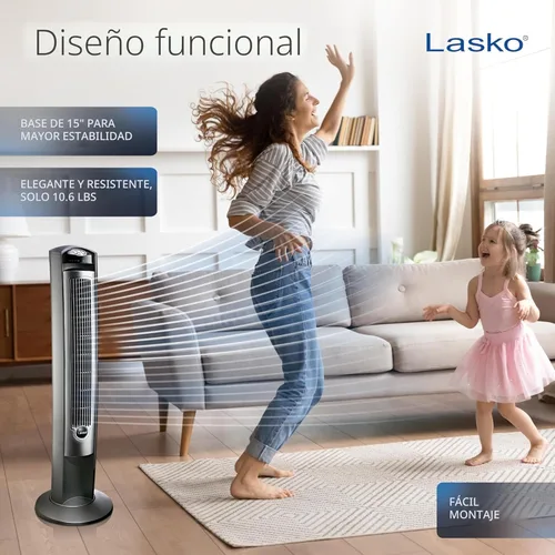 Miniatura 4 de Lasko Ventilador de torre oscilante con control remoto, ventiladores de piso silenciosos para dormitorio, 42 pulgadas, plateado T42951 Plata T42951