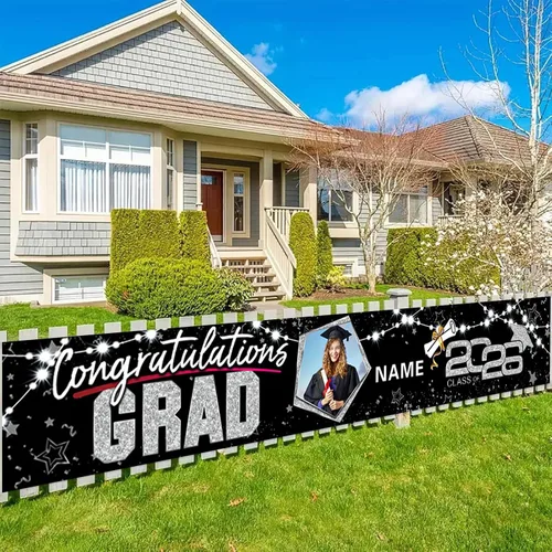 Miniatura 15 de Decoraciones personalizadas para fiestas de graduación 2026 – Cartel de felicitación de graduación grande – Cartel de fondo de graduación