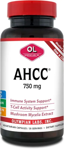 Olympian Labs Suplemento AHCC premium de 750 mg de AHCC por cápsula – Apoya la salud inmunológica, la función hepática y la actividad natural de las