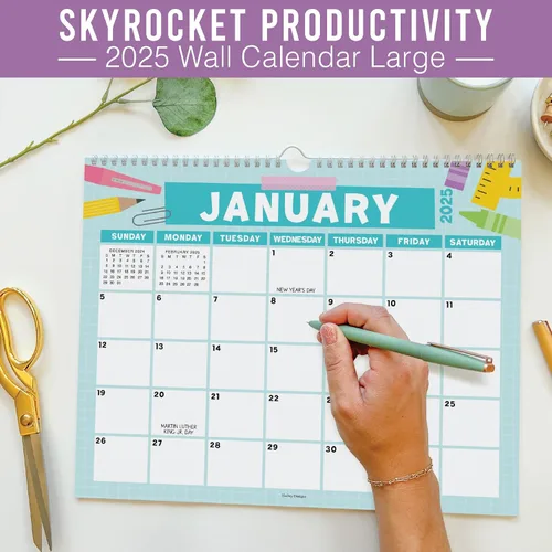 Miniatura 6 de Hadley Designs Calendario de pared 2025-2026 – Calendario colgante de 18 meses 2025-2026 para familia, hogar, escuela y oficina, encuadernado