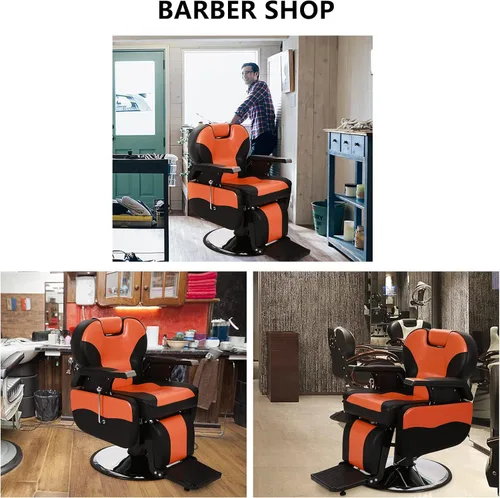 Miniatura 7 de Winado Silla de peluquería reclinable resistente, giratoria de 360° y altura ajustable y soporta hasta 440 libras, para peluquería y salón