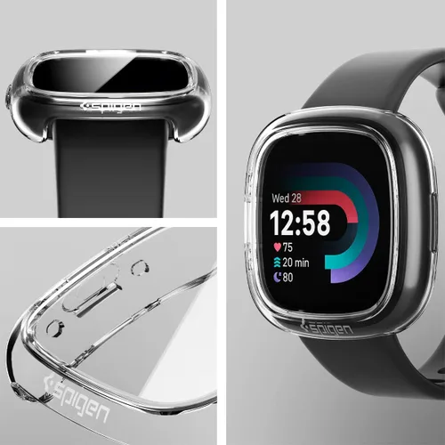 Miniatura 3 de Spigen Ultra híbrido diseñado para Fitbit Versa 4 / Sense 2 con protector de pantalla de vidrio templado, funda para reloj inteligente, transparente