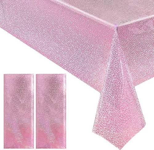 Miniatura 40 de 4 piezas de mantel de fiesta azul real holográfico de 40" x 108" con iridiscencia, mantel de plástico azul marino brillante para graduación, 4