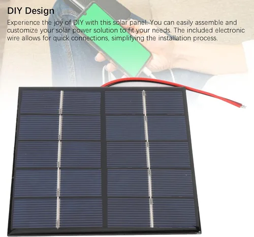 Miniatura 5 de Panel solar de 1.2 W 5 V, cargador solar portátil de polisilicio con cable electrónico, para teléfono, tableta, cámara al aire libre DIY