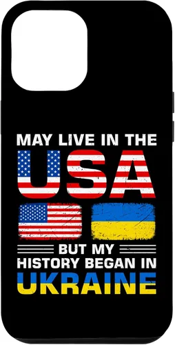 Miniatura 25 de Funda para iPhone 13 Pro Max con la bandera de Ucrania y la bandera de Estados Unidos con raíces ucranianas