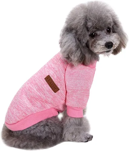 Miniatura 7 de Suéter de punto clásico para perros y mascotas, cálido para invierno, abrigo para mascotas, suéter suave para perros pequeños (XS, marrón)