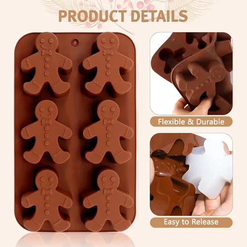 Miniatura 5 de Molde de silicona para hornear, molde de chocolate para hombre de jengibre, molde de jabón para bricolaje