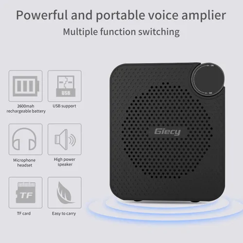 Miniatura 6 de Amplificador de Voz Portátil con Auriculares de Micrófono con Cable, Altavoz de Sistema PA Recargable, Micrófono Personal, Amplificador de Voz