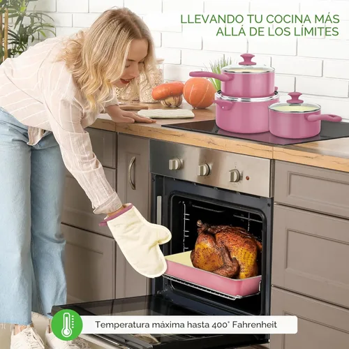 Miniatura 6 de NutriChef Juego de utensilios de cocina de 54 piezas – Juego completo de ollas y sartenes de cerámica antiadherente con utensilios, utensilios