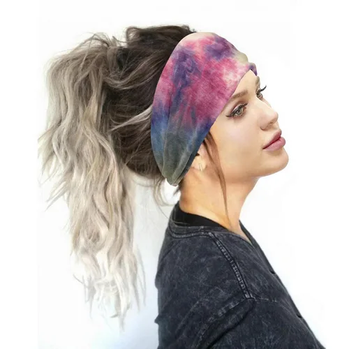 Miniatura 8 de Olbye Diademas anchas bohemias anudadas turbante elásticas antideslizantes florales diademas para entrenamiento para la cabeza, bandana bohemia