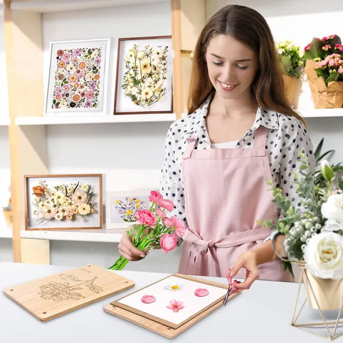 Miniatura 8 de Suziko Kit de prensa de flores grandes de 10.8 x 6.9 pulgadas para adultos, kit de preservación de flores y plantas, artes y manualidades