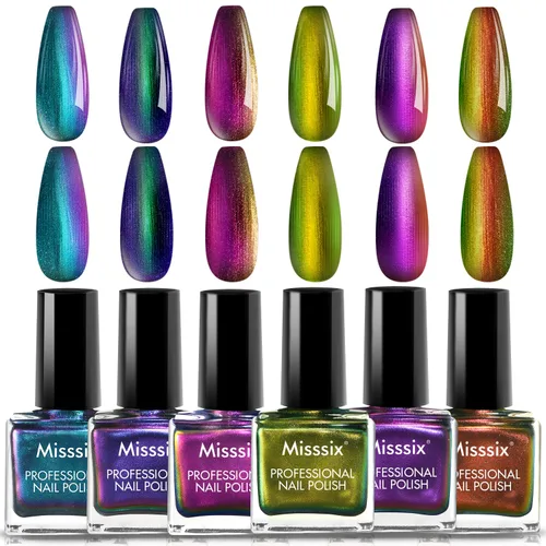 Miniatura 10 de Misssix 12 Pcs Nail Polish Set 10 Colors with Base Coat and Top Coat, Quick Dry Nail Polish, Mini Nail Lacquer Strengthening Manicure DIY Nail Art