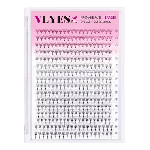 Miniatura 22 de VEYES INC Extensiones de pestañas postizas en abanico 3D-24D C/D rizo natural y volumen mixto, suministros de pestañas profesionales, negro mate 10D