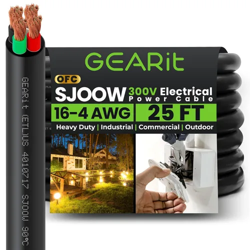 Miniatura 9 de GEARit Cable de alimentación portátil 10/3 10 AWG (100 pies - 3 conductores) SJOOW 300V calibre 10 cable eléctrico para derivaciones de motor, luces