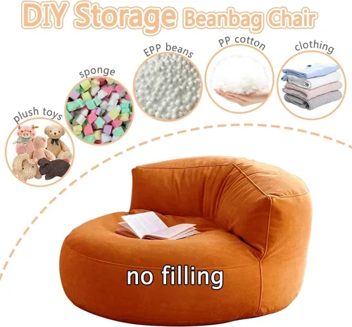 Miniatura 4 de Silla Puf de Chenilla Funda de Puf (Sin Relleno) Lavable Ultra Suave Puf Otomano Niños Adultos Silla Puf Sillón Perezoso Sofá Asiento de Piso Verde