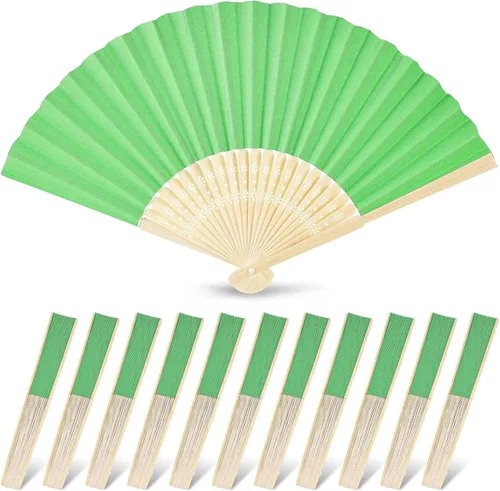 Miniatura 13 de JOHOUSE 12 abanicos de papel blanco de mano – Ventilador de mano plegable de 8.3 pulgadas, ventiladores plegables de mano para mujeres, ventilador