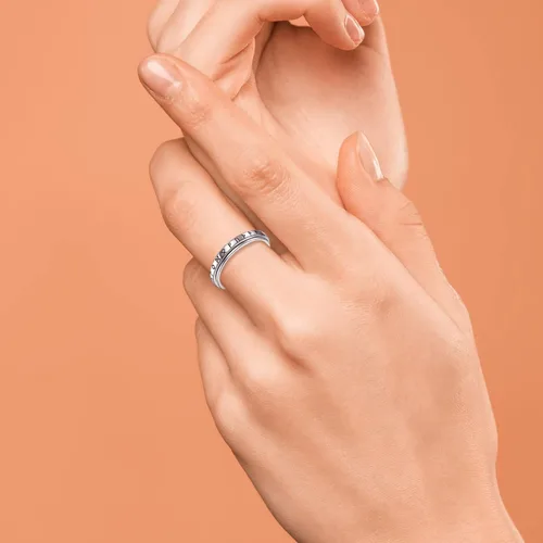 Miniatura 34 de 925 Sterling Silver Spinner Fidget Ring for Women: Musical Note Viking Rune Heartbeat Anxiety Stress Relieving Rotatable Ring Faith Hope Love