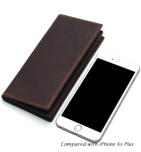 Miniatura 2 de LUUFAN Billetera larga de cuero genuino para hombre, cartera plegable grabada