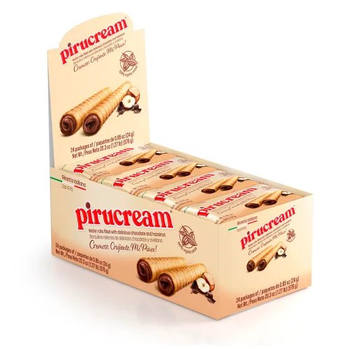 Miniatura 10 de Pirucream Obleas enrolladas con avellana de chocolate, alcalina orgánica 100% cacao, sin grasas trans, conservantes, colorantes o aditivos y sin