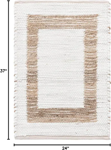 Miniatura 2 de Unique Loom Chindi - Alfombra rectangular de yute (2 x 3 pies 1 pulgada, rectangular, blanco y natural/natural)