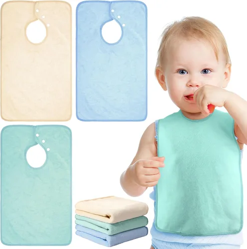 Miniatura 14 de Hercicy Baberos de cobertura completa con capucha para bebés y niños pequeños de felpa con botón de presión para niños de 0 a 4 años, unisex