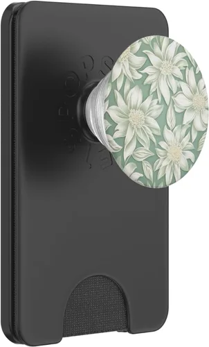 Miniatura 7 de Patrón de flores blancas Salvia Verde Floral PopSockets Standard PopGrip