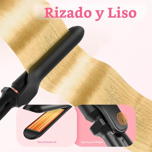 Miniatura 4 de Ufree Rizador 5 en 1 con cilindros de cerámica intercambiables (0.35"-1.25"), juego de varita rizadora con plancha alisadora de cabello, Oro rosa