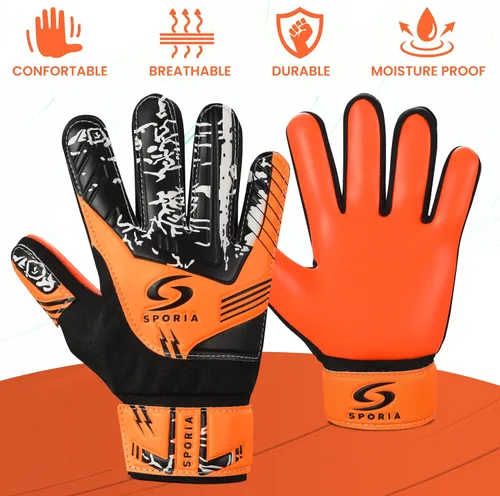 Miniatura 6 de SPORIA Guantes de portero para jóvenes con doble protección para la muñeca, guantes de fútbol para niños, material de látex antideslizante, guantes