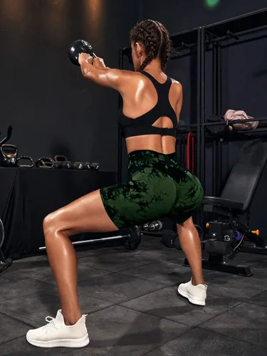 Miniatura 61 de VVX Pantalones cortos de entrenamiento para mujer, 3 piezas, con levantamiento de glúteos, sin costuras, cintura alta, pantalones cortos de yoga